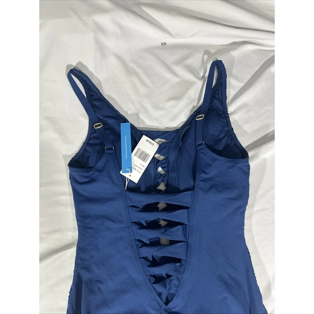 NWT $129 Bleu by Rod Beattie [ 8 ] Eyes Wide Lace Down One‎ Piece Swimsuit 6995